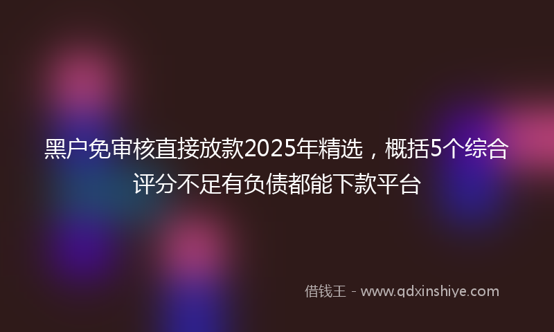 黑户免审核直接放款2025年精选，概括5个综合评分不足有负债都能下款平台