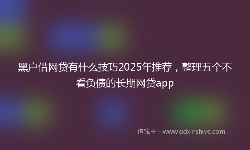 黑户借网贷有什么技巧2025年推荐，整理五个不看负债的长期网贷app