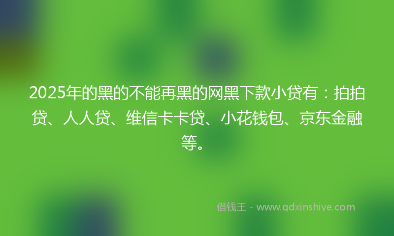 2025年的黑的不能再黑的网黑下款小贷有：拍拍贷、人人贷、维信卡卡贷、小花钱包、京东金融等。