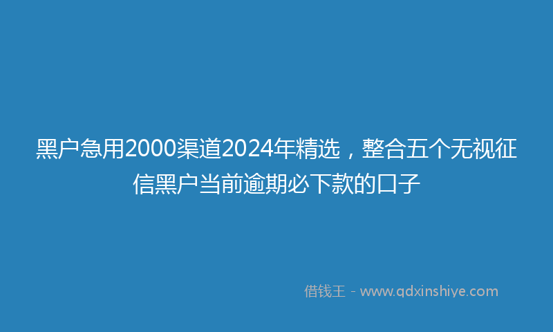 黑户急用2000渠道2024年精选，整合五个无视征信黑户当前逾期必下款的口子