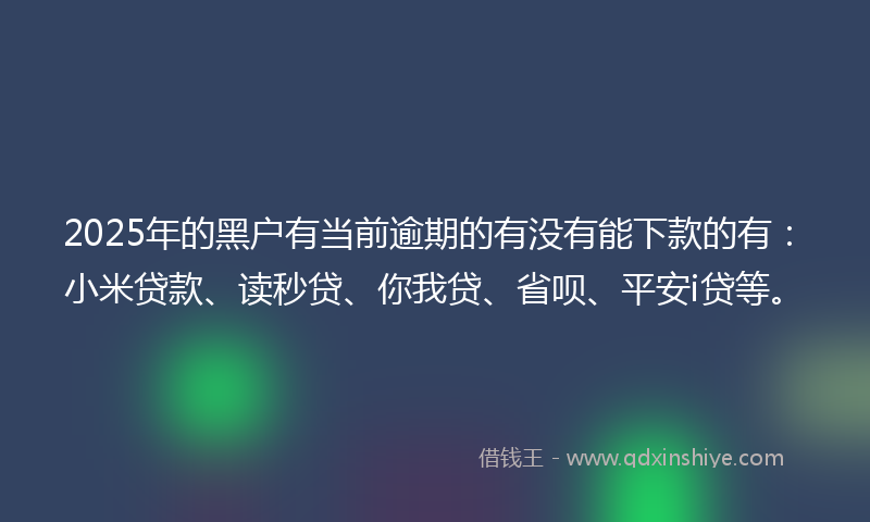 2025年的黑户有当前逾期的有没有能下款的有：小米贷款、读秒贷、你我贷、省呗、平安i贷等。