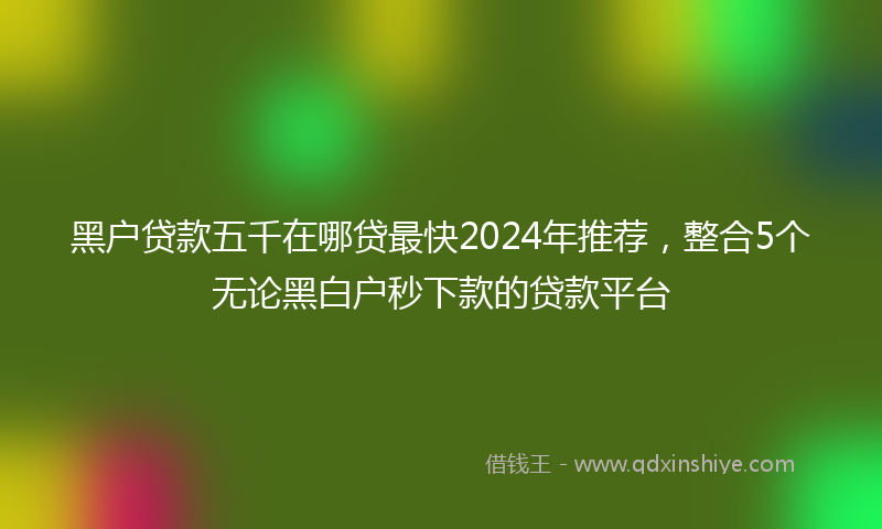 黑户贷款五千在哪贷最快2024年推荐，整合5个无论黑白户秒下款的贷款平台