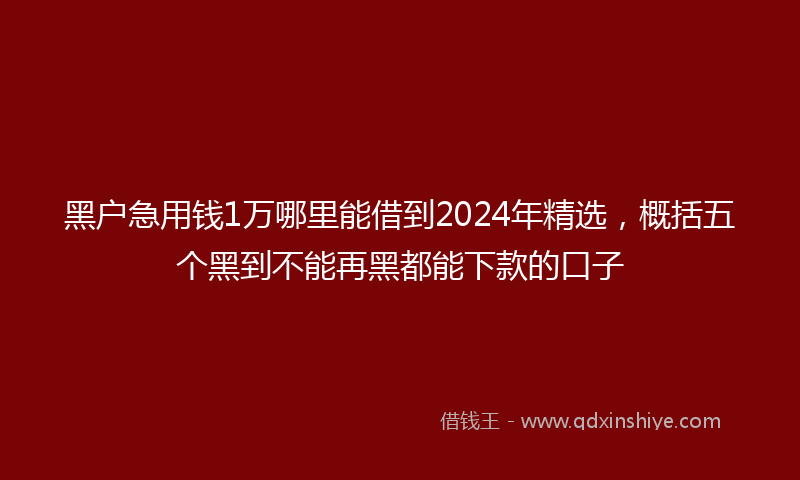 黑户急用钱1万哪里能借到2024年精选,概括五个黑到不能再黑都能下款的口子