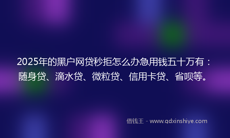 2025年的黑户网贷秒拒怎么办急用钱五十万有：随身贷、滴水贷、微粒贷、信用卡贷、省呗等。