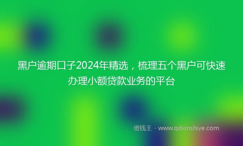 黑户逾期口子2024年精选，梳理五个黑户可快速办理小额贷款业务的平台