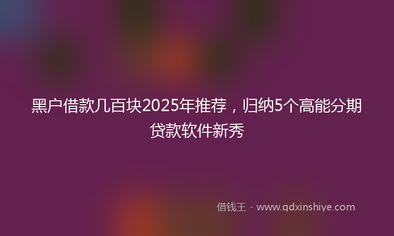 黑户借款几百块2025年推荐，归纳5个高能分期贷款软件新秀