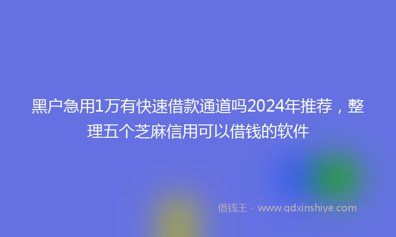 黑户急用1万有快速借款通道吗2024年推荐，整理五个芝麻信用可以借钱的软件