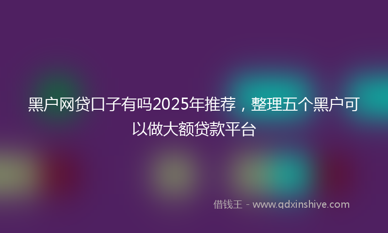 黑户网贷口子有吗2025年推荐，整理五个黑户可以做大额贷款平台