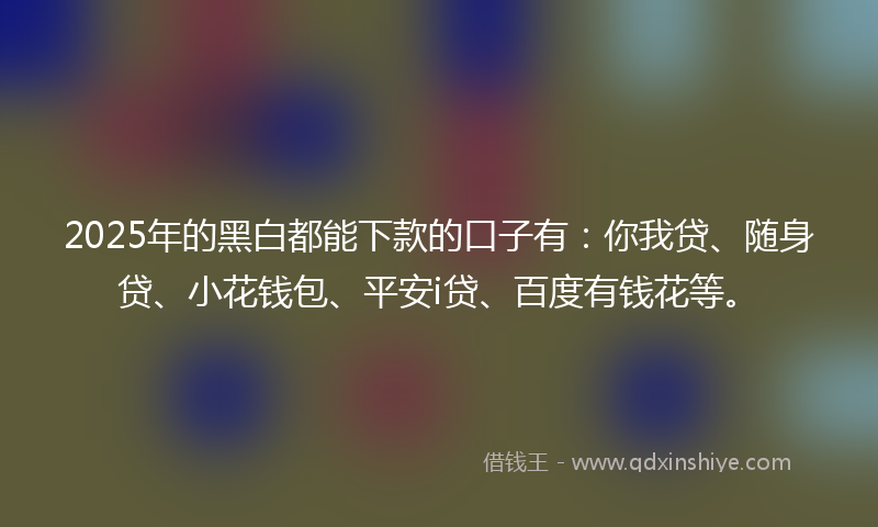 2025年的黑白都能下款的口子有：你我贷、随身贷、小花钱包、平安i贷、百度有钱花等。