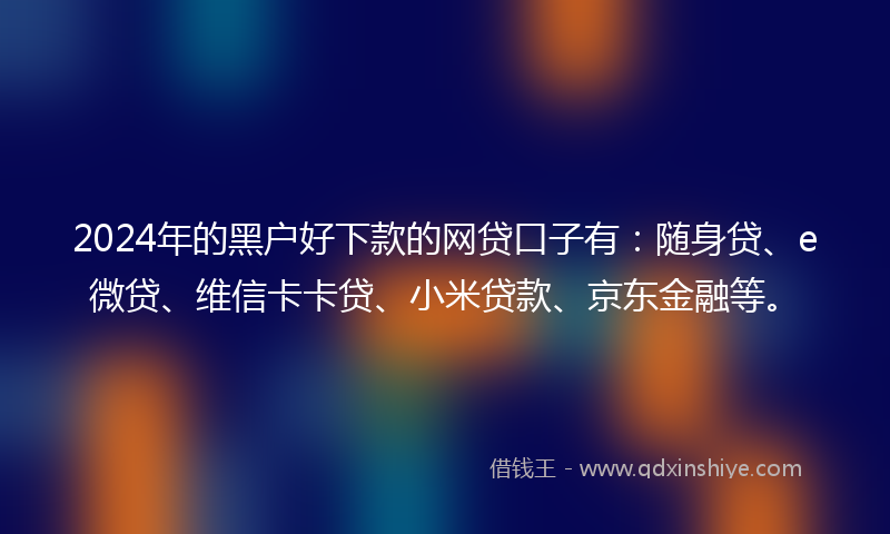 2024年的黑户好下款的网贷口子有：随身贷、e微贷、维信卡卡贷、小米贷款、京东金融等。