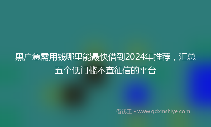 黑户急需用钱哪里能最快借到2024年推荐，汇总五个低门槛不查征信的平台