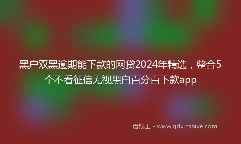 黑户双黑逾期能下款的网贷2024年精选，整合5个不看征信无视黑白百分百下款app