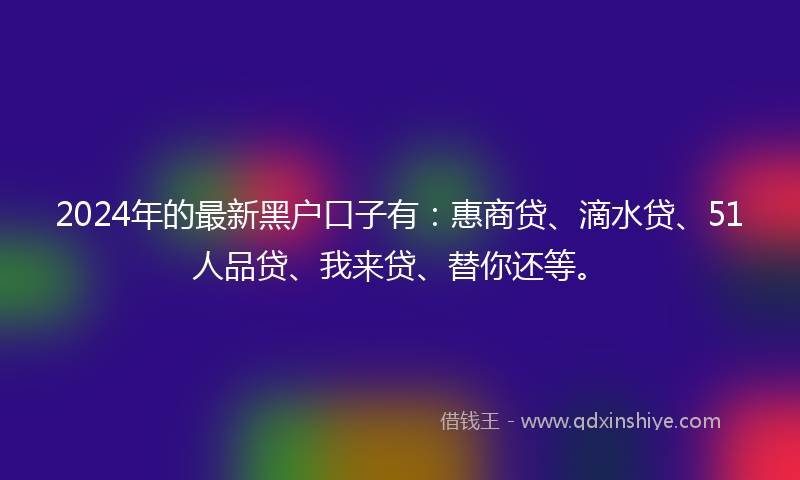 2024年的最新黑户口子有：惠商贷、滴水贷、51人品贷、我来贷、替你还等。