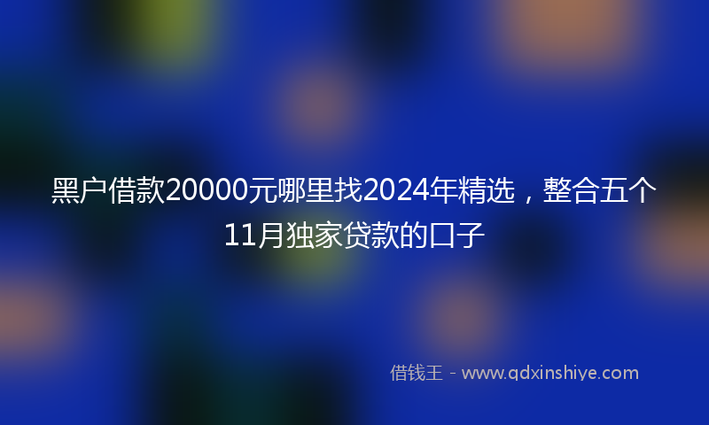 黑户借款20000元哪里找2024年精选，整合五个11月独家贷款的口子