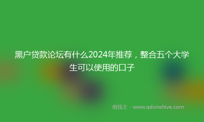 黑户贷款论坛有什么2024年推荐，整合五个大学生可以使用的口子