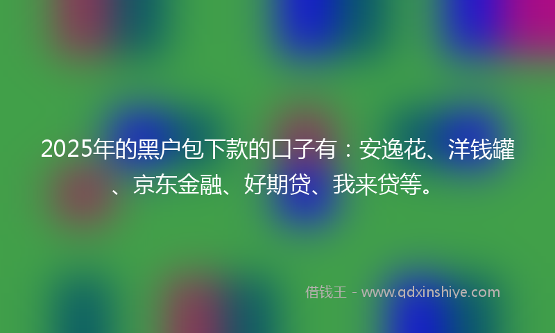 2025年的黑户包下款的口子有：安逸花、洋钱罐、京东金融、好期贷、我来贷等。