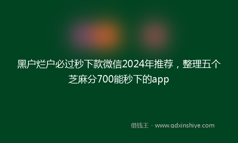 黑户烂户必过秒下款微信2024年推荐，整理五个芝麻分700能秒下的app