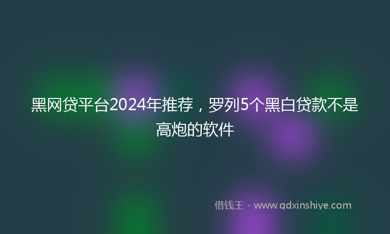 黑网贷平台2024年推荐，罗列5个黑白贷款不是高炮的软件