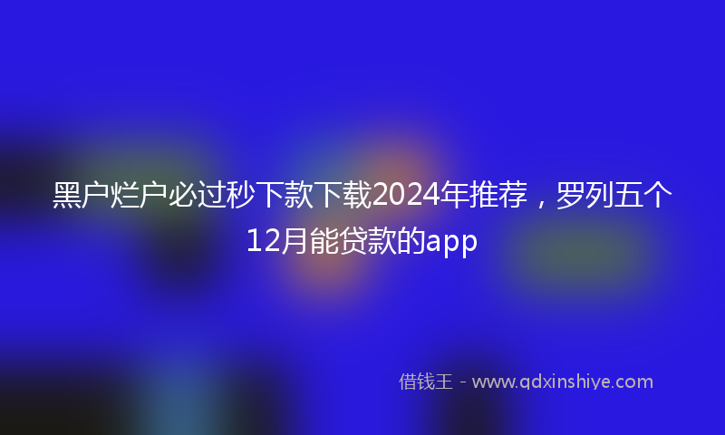 黑户烂户必过秒下款下载2024年推荐，罗列五个12月能贷款的app