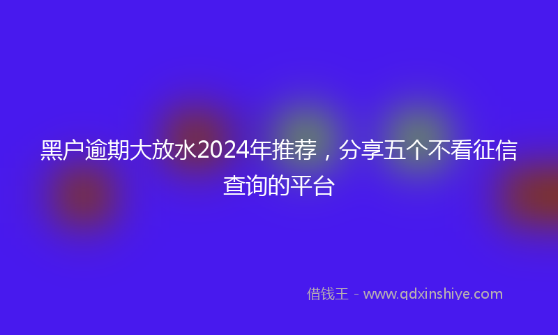黑户逾期大放水2024年推荐，分享五个不看征信查询的平台