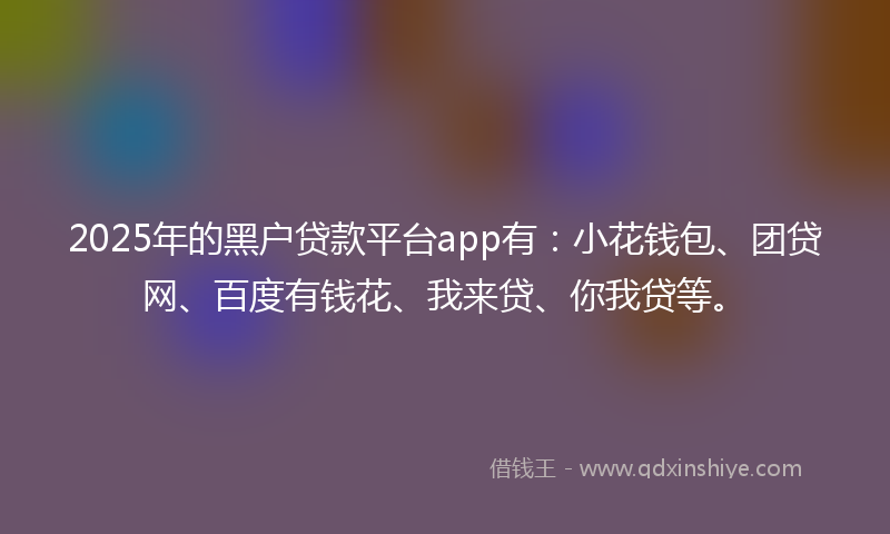 2025年的黑户贷款平台app有：小花钱包、团贷网、百度有钱花、我来贷、你我贷等。