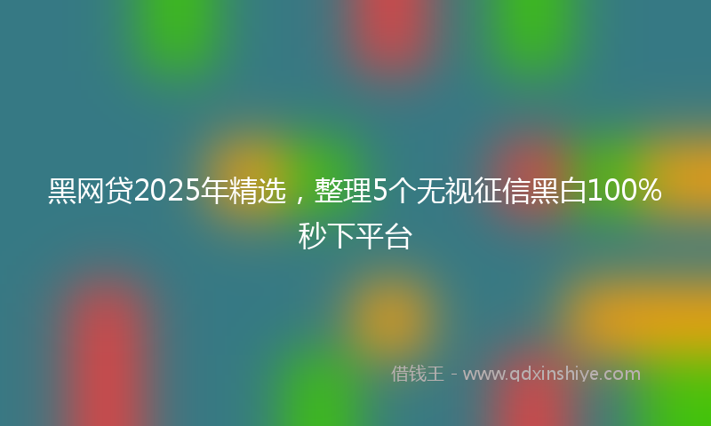 黑网贷2025年精选，整理5个无视征信黑白100%秒下平台
