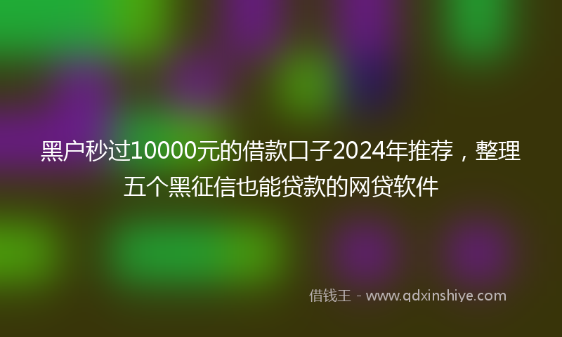 黑户秒过10000元的借款口子2024年推荐，整理五个黑征信也能贷款的网贷软件