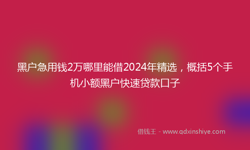 黑户急用钱2万哪里能借2024年精选，概括5个手机小额黑户快速贷款口子