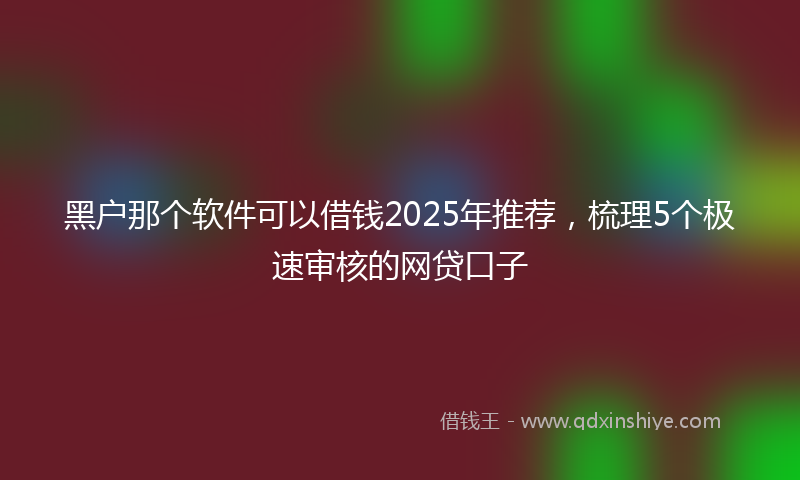 黑户那个软件可以借钱2025年推荐，梳理5个极速审核的网贷口子