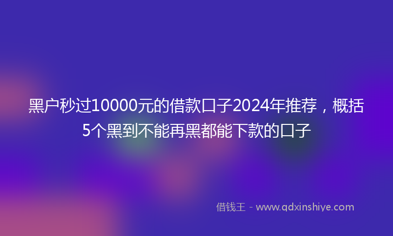 黑户秒过10000元的借款口子2024年推荐，概括5个黑到不能再黑都能下款的口子