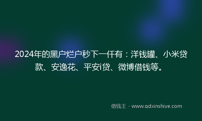 2024年的黑户烂户秒下一仟有：洋钱罐、小米贷款、安逸花、平安i贷、微博借钱等。