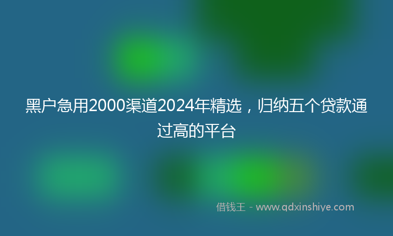 黑户急用2000渠道2024年精选，归纳五个贷款通过高的平台