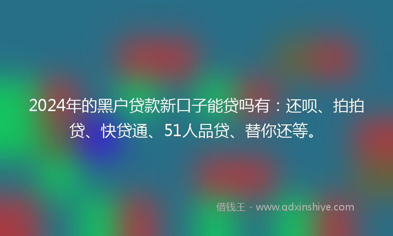 2024年的黑户贷款新口子能贷吗有：还呗、拍拍贷、快贷通、51人品贷、替你还等。