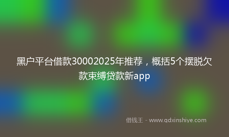 黑户平台借款30002025年推荐，概括5个摆脱欠款束缚贷款新app