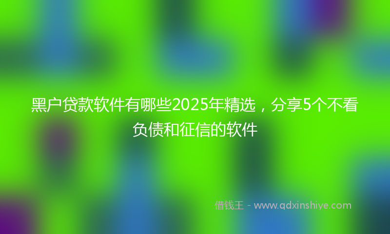 黑户贷款软件有哪些2025年精选，分享5个不看负债和征信的软件