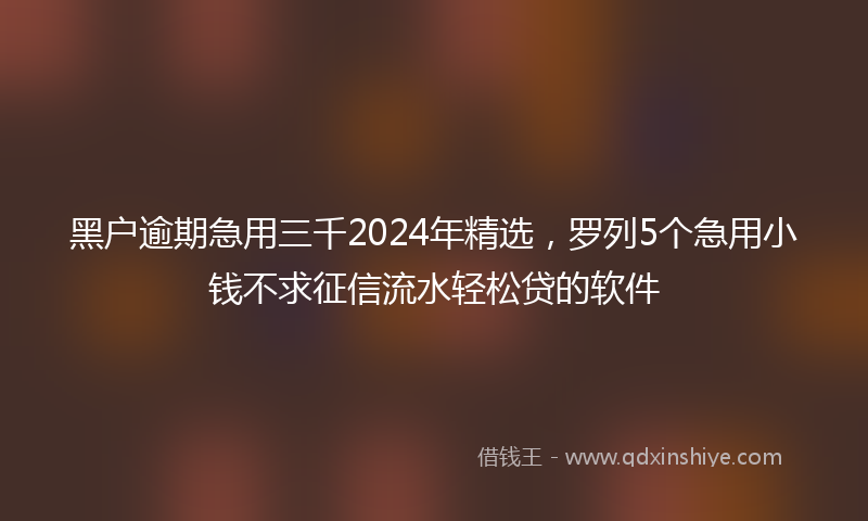 黑户逾期急用三千2024年精选，罗列5个急用小钱不求征信流水轻松贷的软件
