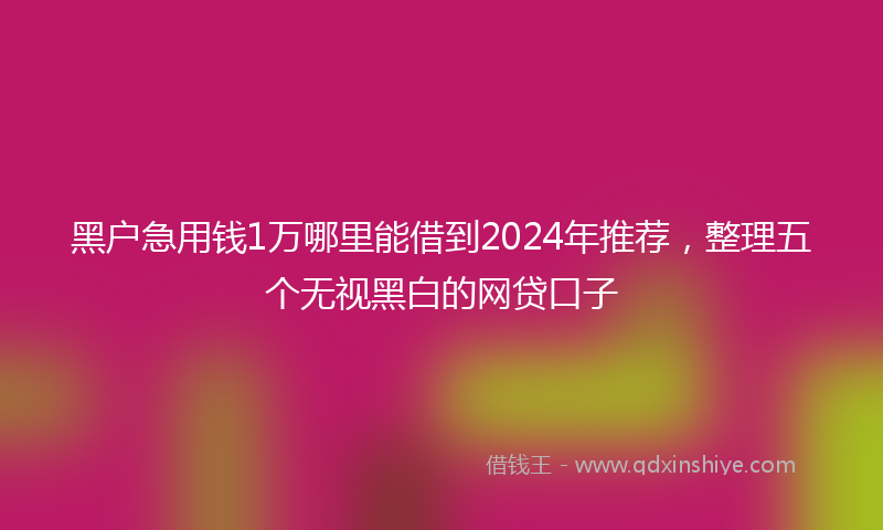 黑户急用钱1万哪里能借到2024年推荐，整理五个无视黑白的网贷口子