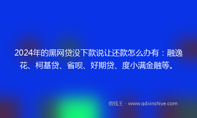 2024年的黑网贷没下款说让还款怎么办有：融逸花、柯基贷、省呗、好期贷、度小满金融等。