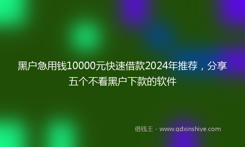 黑户急用钱10000元快速借款2024年推荐，分享五个不看黑户下款的软件