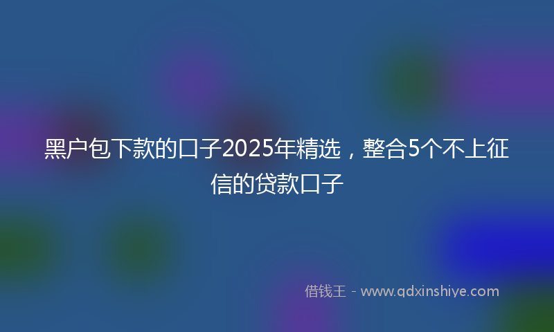 黑户包下款的口子2025年精选，整合5个不上征信的贷款口子
