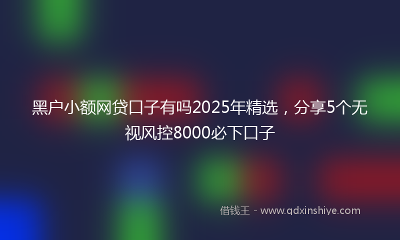 黑户小额网贷口子有吗2025年精选，分享5个无视风控8000必下口子