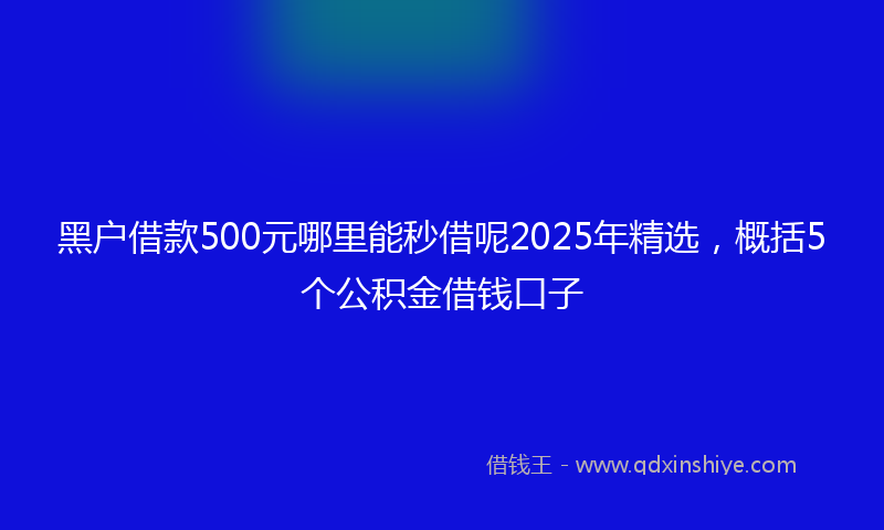 黑户借款500元哪里能秒借呢2025年精选，概括5个公积金借钱口子
