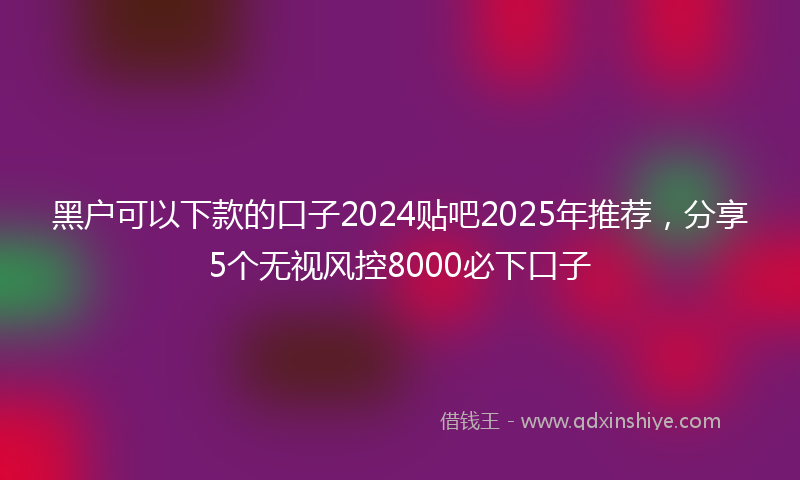 黑户可以下款的口子2024贴吧2025年推荐，分享5个无视风控8000必下口子