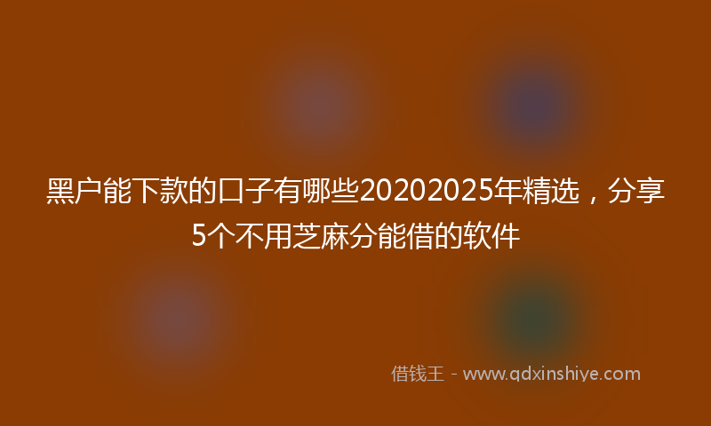 黑户能下款的口子有哪些20202025年精选，分享5个不用芝麻分能借的软件