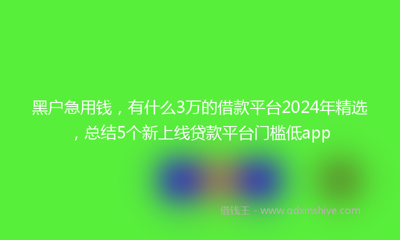 黑户急用钱，有什么3万的借款平台2024年精选，总结5个新上线贷款平台门槛低app