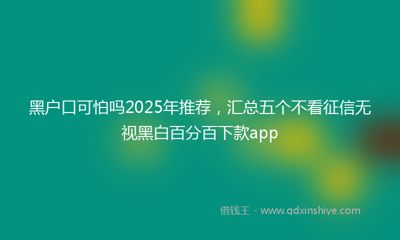 黑户口可怕吗2025年推荐，汇总五个不看征信无视黑白百分百下款app