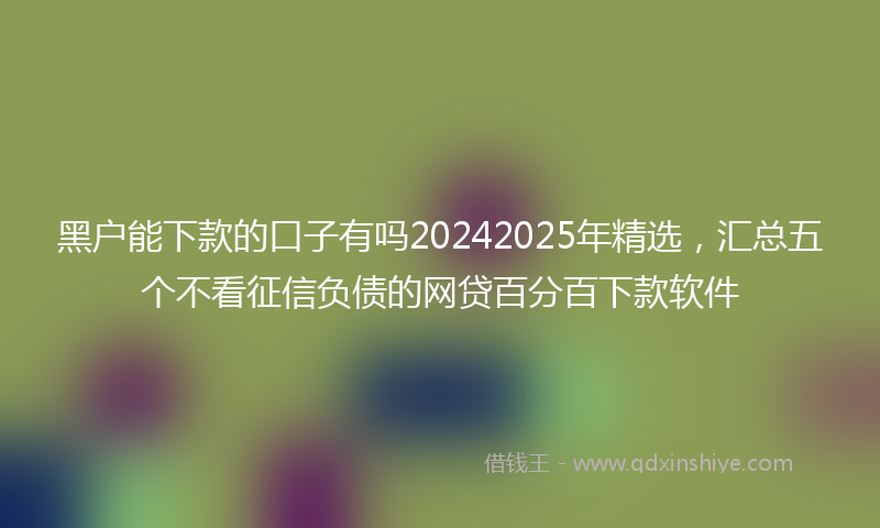 黑户能下款的口子有吗20242025年精选，汇总五个不看征信负债的网贷百分百下款软件