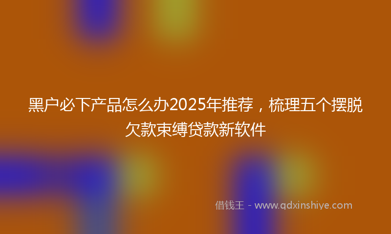 黑户必下产品怎么办2025年推荐，梳理五个摆脱欠款束缚贷款新软件
