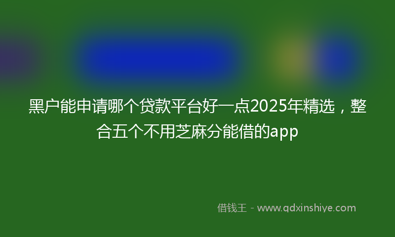 黑户能申请哪个贷款平台好一点2025年精选，整合五个不用芝麻分能借的app