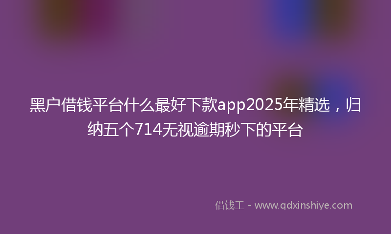 黑户借钱平台什么最好下款app2025年精选，归纳五个714无视逾期秒下的平台
